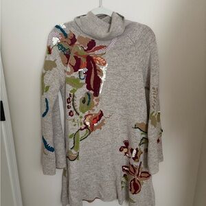 Anthropologie Multicolor Floral Cowl Neck Sweater